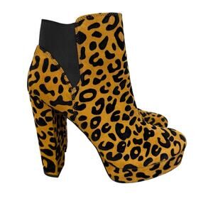 Unbranded Womens Leopard Print Platform Chunky Booties Size 9 Animal Print Club